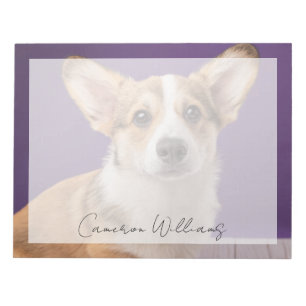 Kutest Baby Animals Corgi Puppy op Paars Notitieblok