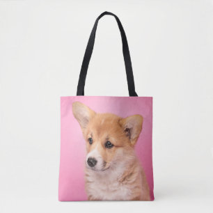 Kutest Baby Animals Corgi Puppy op roze Draagtas
