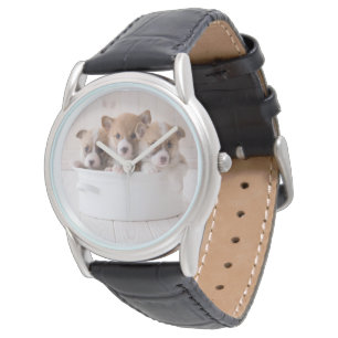 Kutest Baby Animals Cute Corgi-Puppies in een ha Horloge