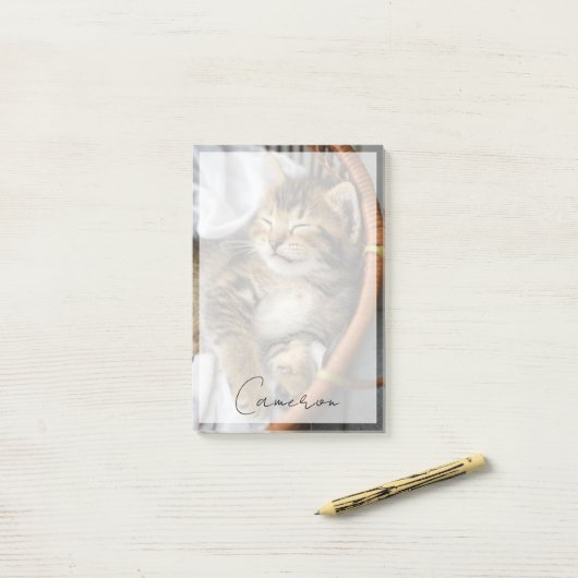 Kutest Baby Animals | Cute Tabby Cat Slaping Post-it® Notes (Op bureau)
