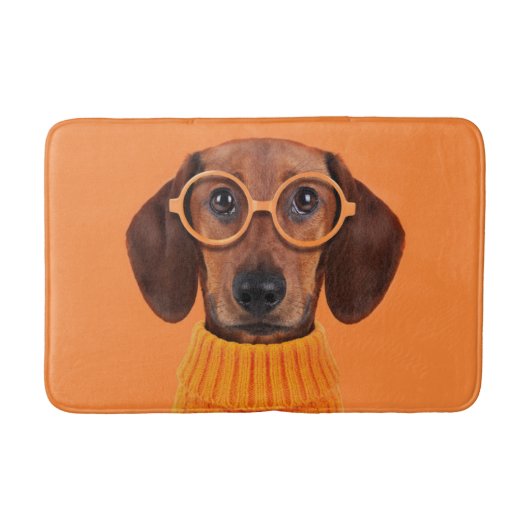 Kutest Baby Animals | Dachshund Oranje Sweater Badmat (Voorkant)