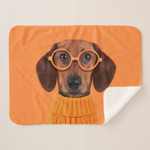 Kutest Baby Animals   Dachshund Oranje Sweater Sherpa Deken