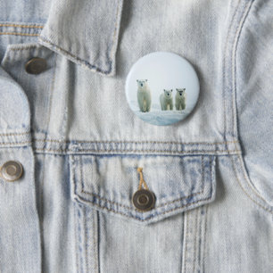 Kutest Baby Animals Drie jonge Polar-Beren Ronde Button 5,7 Cm