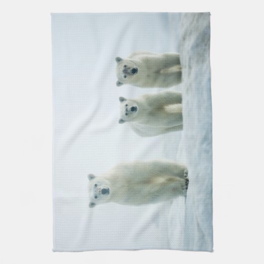 Kutest Baby Animals | Drie jonge Polar-Beren Theedoek (Verticaal)