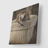 Kutest Baby Animals | Egel in een mand Vierkante Klok (Hoek)