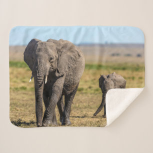 Kutest Baby Animals   Elephant Moeder & Baby Sherpa Deken