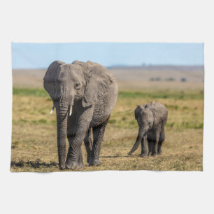 Kutest Baby Animals Elephant Moeder & Baby Theedoek