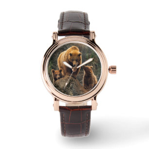 Kutest Baby Animals   Familie bruin Beer Horloge