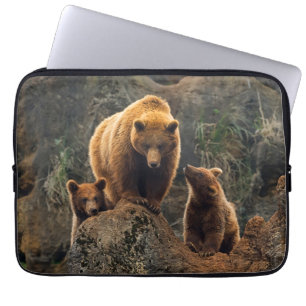 Kutest Baby Animals Familie bruin Beer Laptop Sleeve