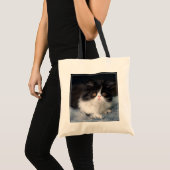 Kutest Baby Animals | Fluffy B&W Kitten Tote Bag (Voorkant (product))
