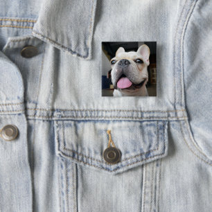 Kutest Baby Animals Frans Bulldog Face Vierkante Button 5,1 Cm