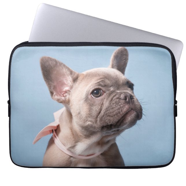 Kutest Baby Animals | Franse Bulldog Pink Bow Laptop Sleeve (Voorkant)