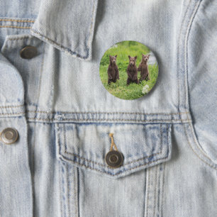 Kutest Baby Animals Kamchatka Brown Beer Cubs Ronde Button 5,7 Cm