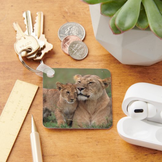 Kutest Baby Animals | Lion Cub en moeder Sleutelhanger (Bureau)
