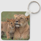 Kutest Baby Animals | Lion Cub en moeder Sleutelhanger (Achterkant)