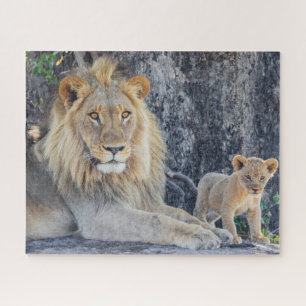 Kutest Baby Animals   Lion Dad & Cub Legpuzzel