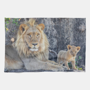 Kutest Baby Animals   Lion Dad & Cub Theedoek