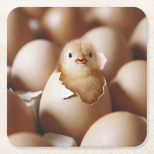 Kutest Baby Animals Nieuwe Baby Chick Vierkante Kartonnen Onderzetter