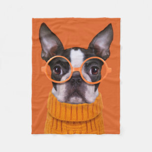 Kutest Baby Animals   Oranje Boston Terrier Fleece Deken