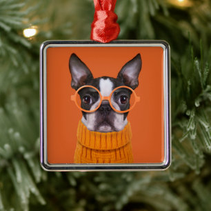 Kutest Baby Animals   Oranje Boston Terrier Metalen Ornament