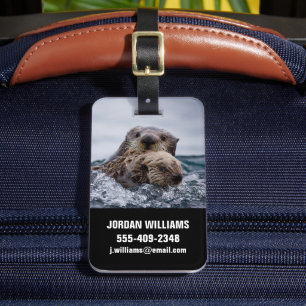 Kutest Baby Animals Otter Baby en moeder Bagagelabel