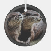 Kutest Baby Animals | Otters Holding Hands Glas Ornament (Voorkant)