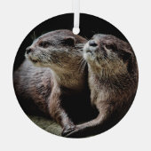Kutest Baby Animals | Otters Holding Hands Glas Ornament (Achterkant)