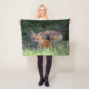 Kutest Baby Animals Paar van Red Fox Kit Sibling Fleece Deken