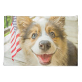 Kutest Baby Animals | Patriotic Corgi Puppy Kussensloop (Achterkant)