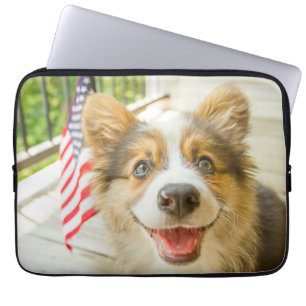 Kutest Baby Animals   Patriotic Corgi Puppy Laptop Sleeve