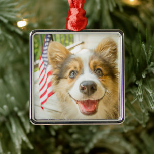 Kutest Baby Animals Patriotic Corgi Puppy Metalen Ornament