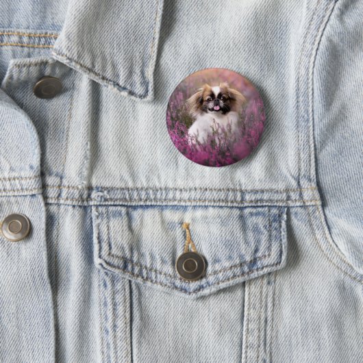Kutest Baby Animals | Pekingese Puppy Ronde Button 5,7 Cm (In situ)