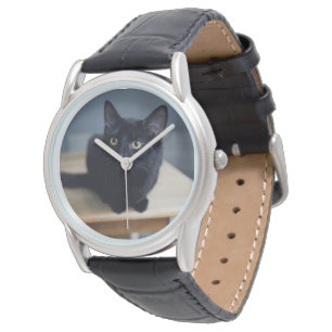 Kutest Baby Animals   Portret van een zwarte kat Horloge