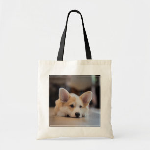 Kutest Baby Animals Sleepy Corgi Puppy Tote Bag