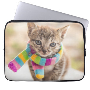Kutest Baby Animals Tabby Kitten Rainbow Scarf Laptop Sleeve