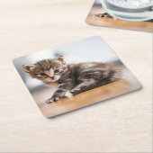 Kutest Baby Animals | Tiny Tabby Kitten Vierkante Kartonnen Onderzetter (Schuin)