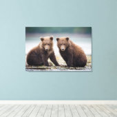 Kutest Baby Animals | Twee Beer kubussen Canvas Afdruk (Insitu (Houten vloer))