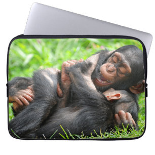 Kutest Baby Animals Twee jonge Chimpansees Laptop Sleeve