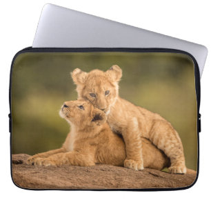 Kutest Baby Animals Twee lionkubussen Laptop Sleeve