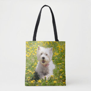 Kutest Baby Animals   Westie Dog in Dandelions Draagtas
