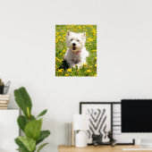 Kutest Baby Animals | Westie Dog in Dandelions Poster (Thuiskantoor)