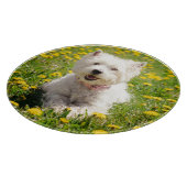 Kutest Baby Animals | Westie Dog in Dandelions Snijplank (Hoek)