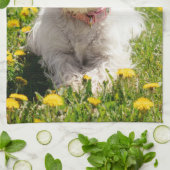 Kutest Baby Animals | Westie Dog in Dandelions Theedoek (Gevouwen)