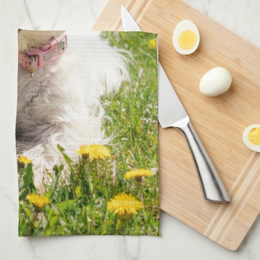 Kutest Baby Animals | Westie Dog in Dandelions Theedoek (Quarter Fold)