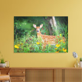Kutest Baby Animals | White Tailed Deer in Daisies Canvas Afdruk (Insitu (Woonkamer))