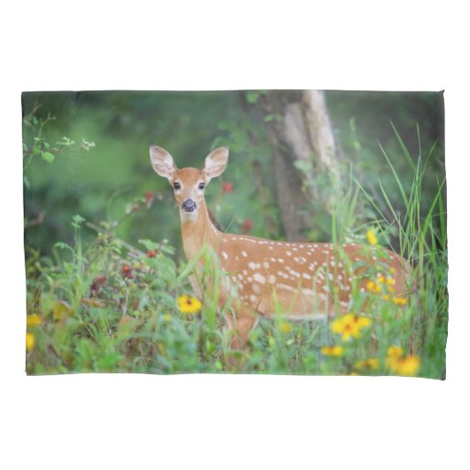 Kutest Baby Animals | White Tailed Deer in Daisies Kussensloop (Voorkant)