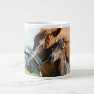 Kutest Baby Animals   Zwarte foal met mam Extra Grote Beker