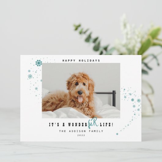 Kutest Het is een WonderFUR Life Pet met kerstfoto Feestdagenkaart (Staand voorkant)