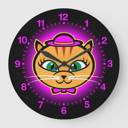 Kutey Kat, horloge murale en ruban violet pour enf (Recto)