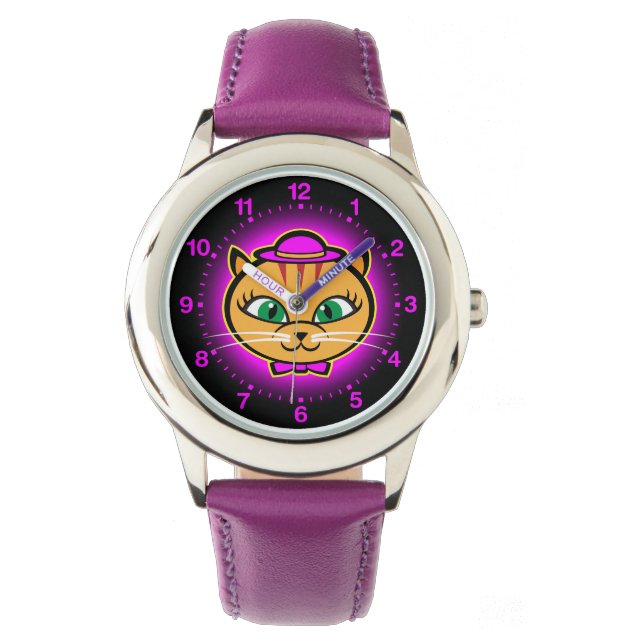 Kutey Kat, montre à ruban violet pour enfant (devant)